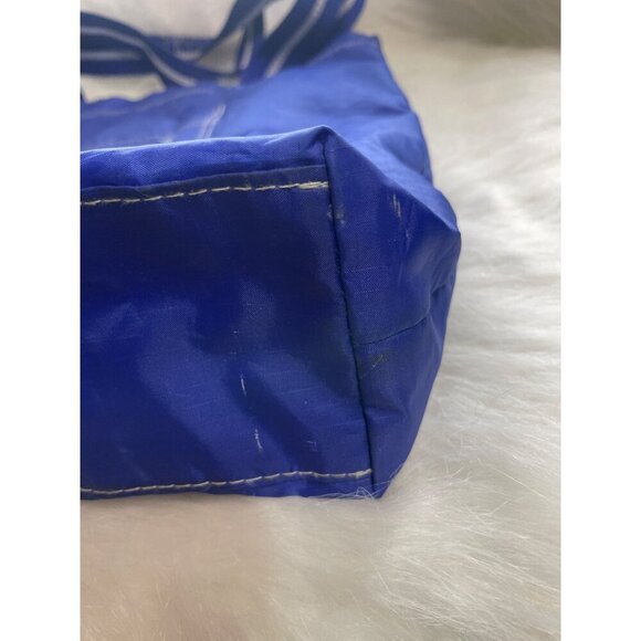 Disney Mickey Mouse Blue Tote Bag With Red Sequin Bow White Stitching & Striped - Picture 3 of 7